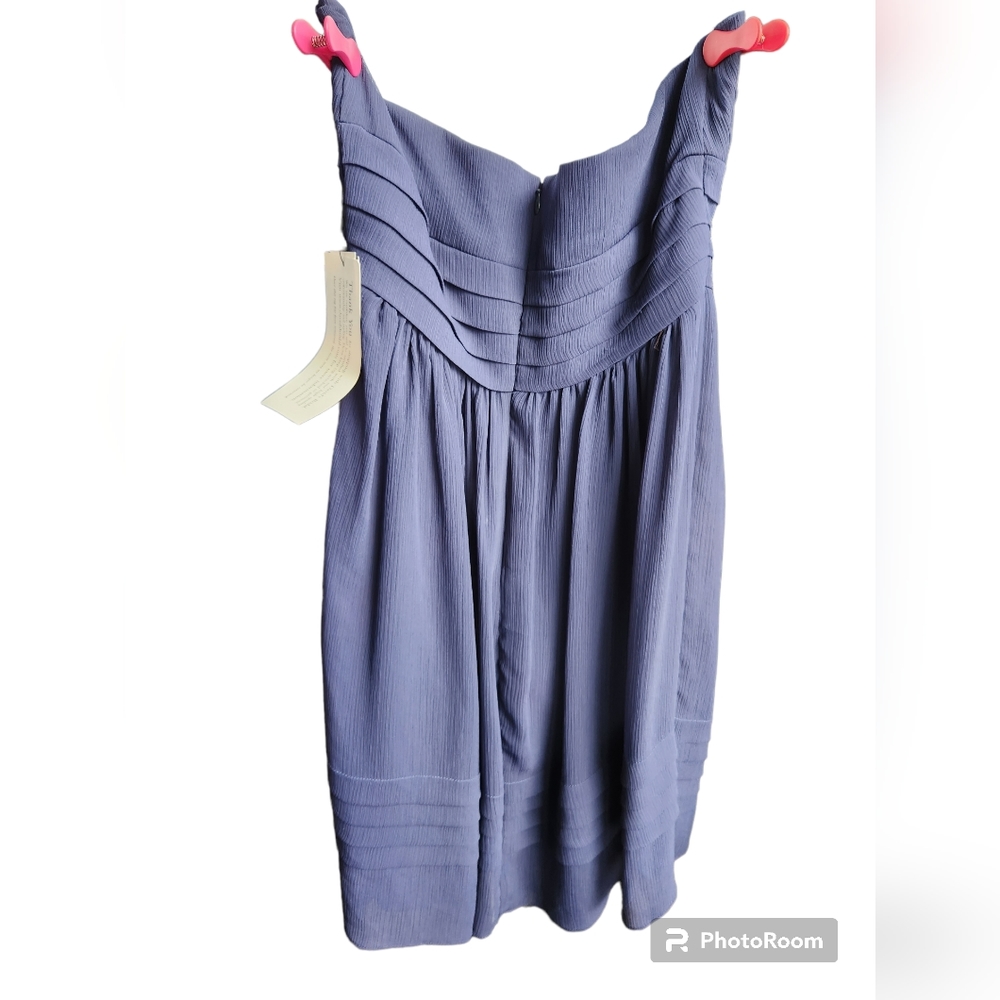 NWT Davids Bridal Strapless Short Crinkle Chiffon Dress Navy Blue Marine… - Picture 4 of 5